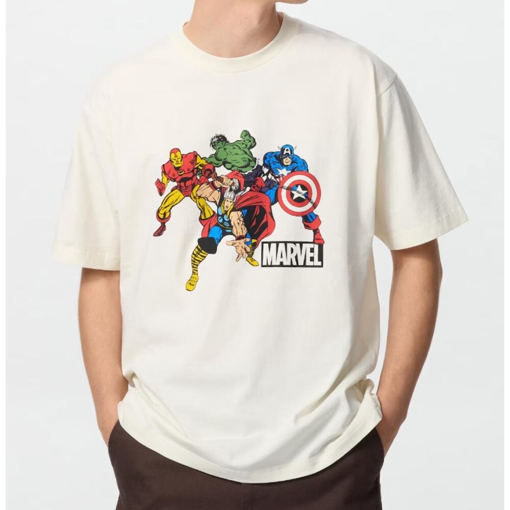 Uniqlo x Marvel Avengers MAGIC FOR ALL TIMELESS UT Graphic T-Shirt in Off White
